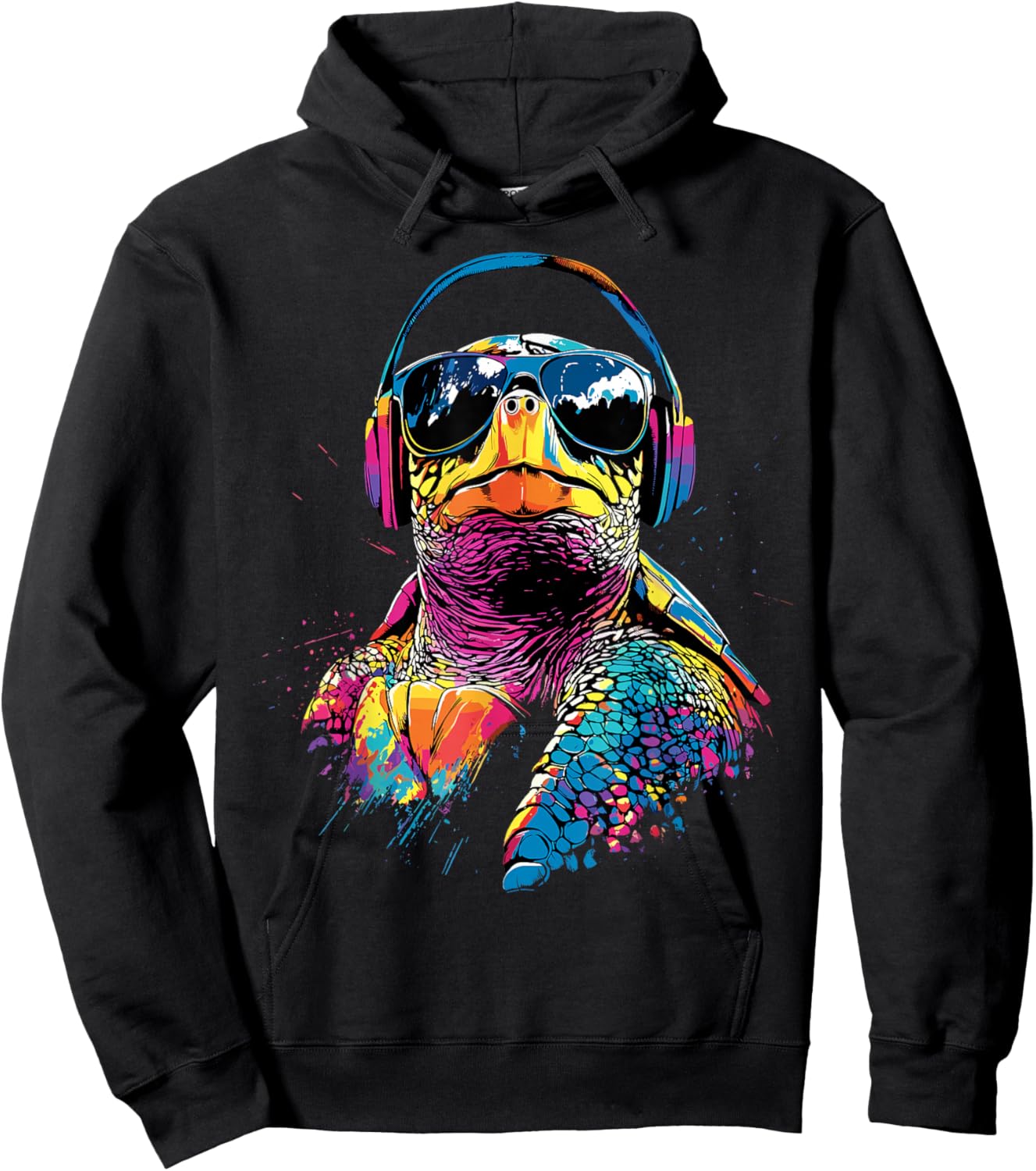Turtle Colored Pop Art Reptile Giant Turtles Cute Turtle Hoodie - Hoodie | Black