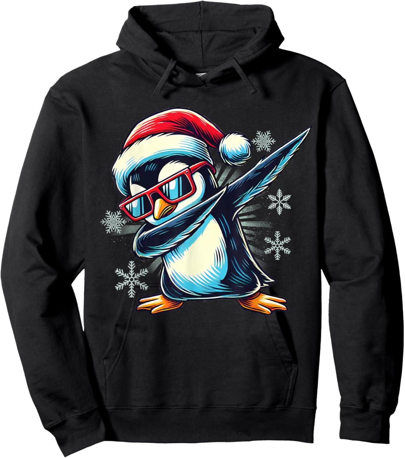 Penguin Dabbing Through The Snow Funny Christmas Boys Kids Hoodie - Hoodie | Black