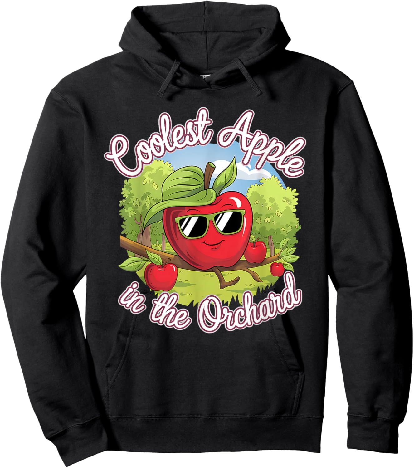 Retro Coolest Apple in the Orchard | Apple Picking Season Hoodie - Hoodie | Black
