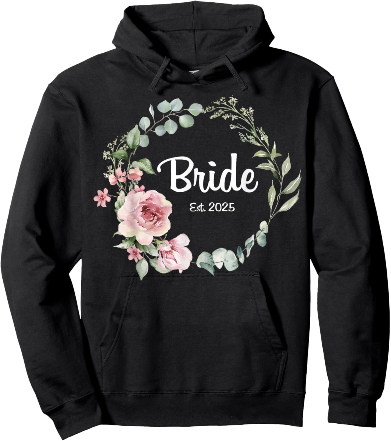 Bride Est. 2025 Bridal Wedding Matching Gifts Woman Hoodie - Hoodie | Black