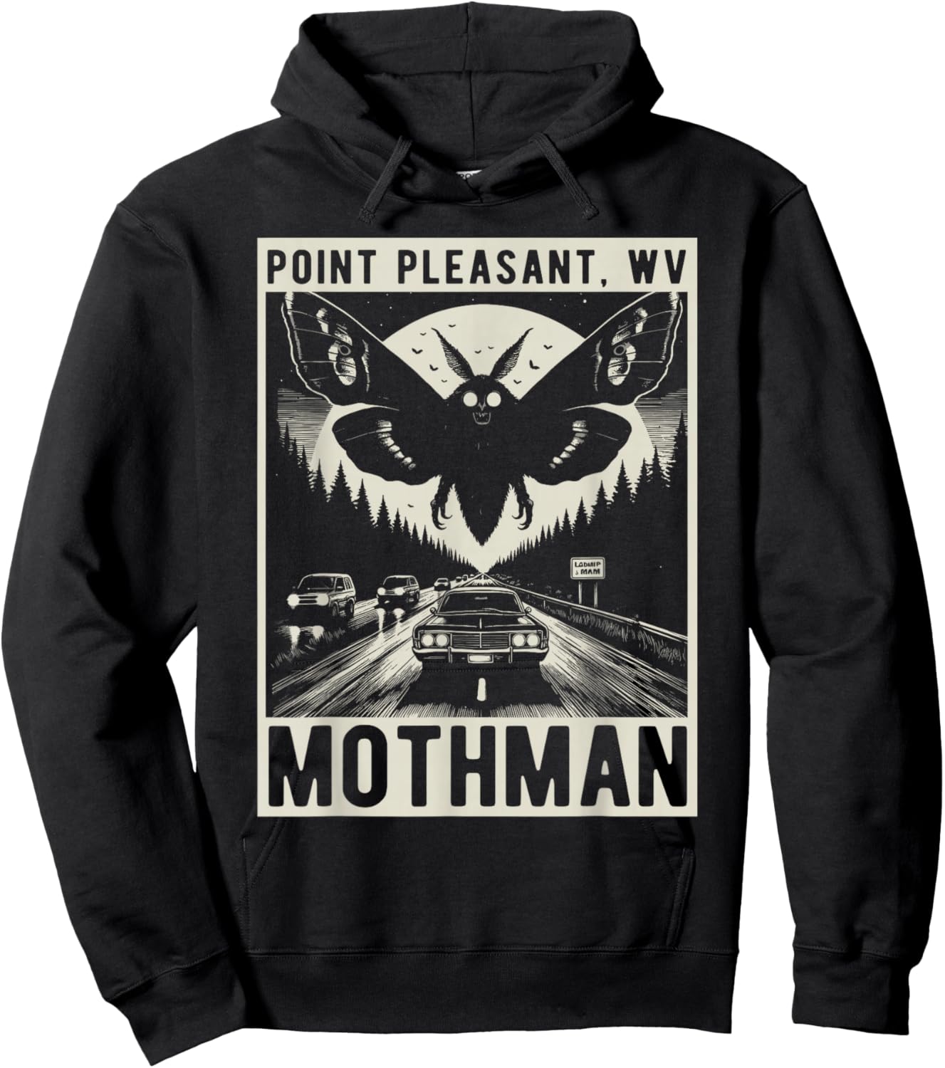Mothman Point Pleasant W.V. Folklore Cryptozoology Hoodie - Hoodie | Black