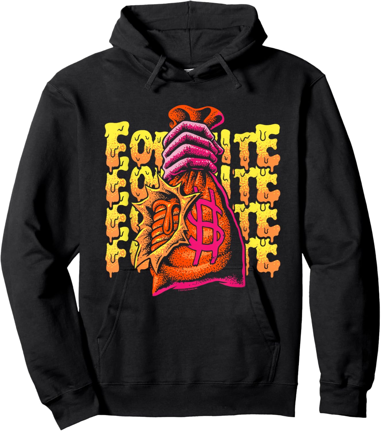 Fortnite Mancake Melting Distressed Big Chest Poster Hoodie - Hoodie | Black