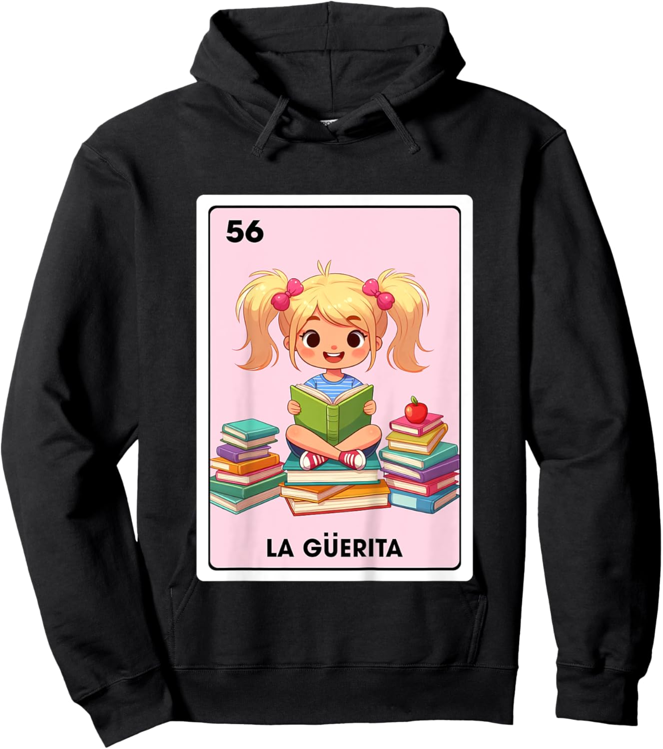 Mexican Blonde Girl Daughter La Guerita Mexican Bingo Card Hoodie - Hoodie | Black