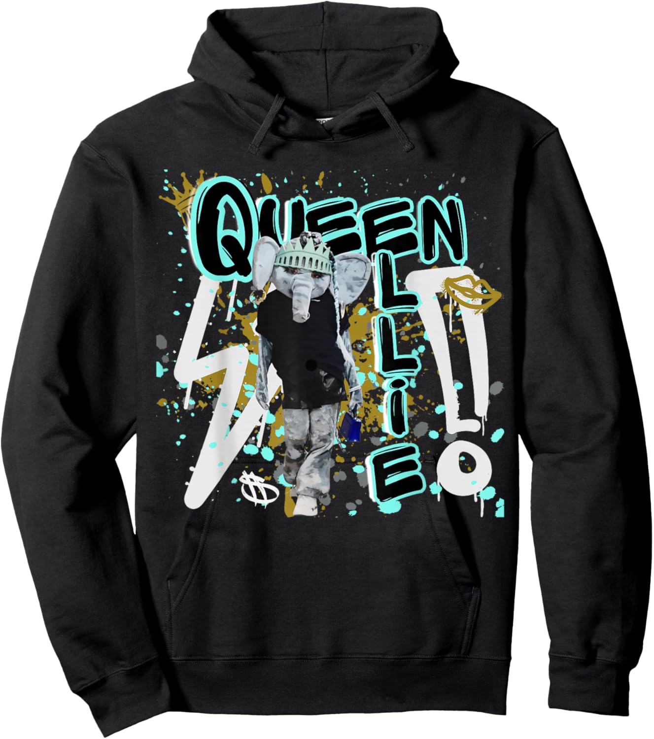 Big Ellie Liberty NY Mascot Graffiti Hoodie - Hoodie | Black