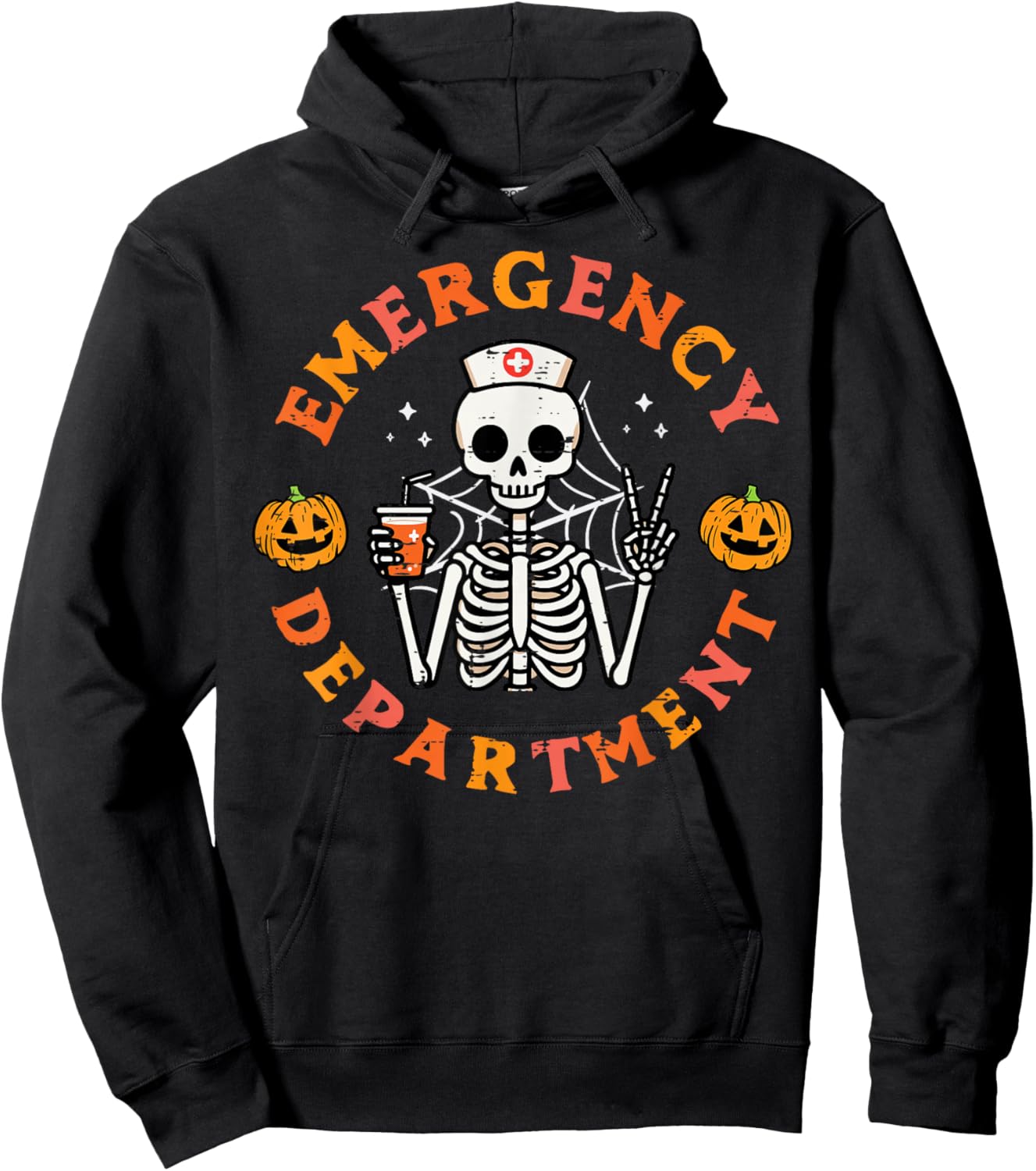 Emergency Department Funny Halloween ER Nurse Women Men Hoodie - Hoodie | Black
