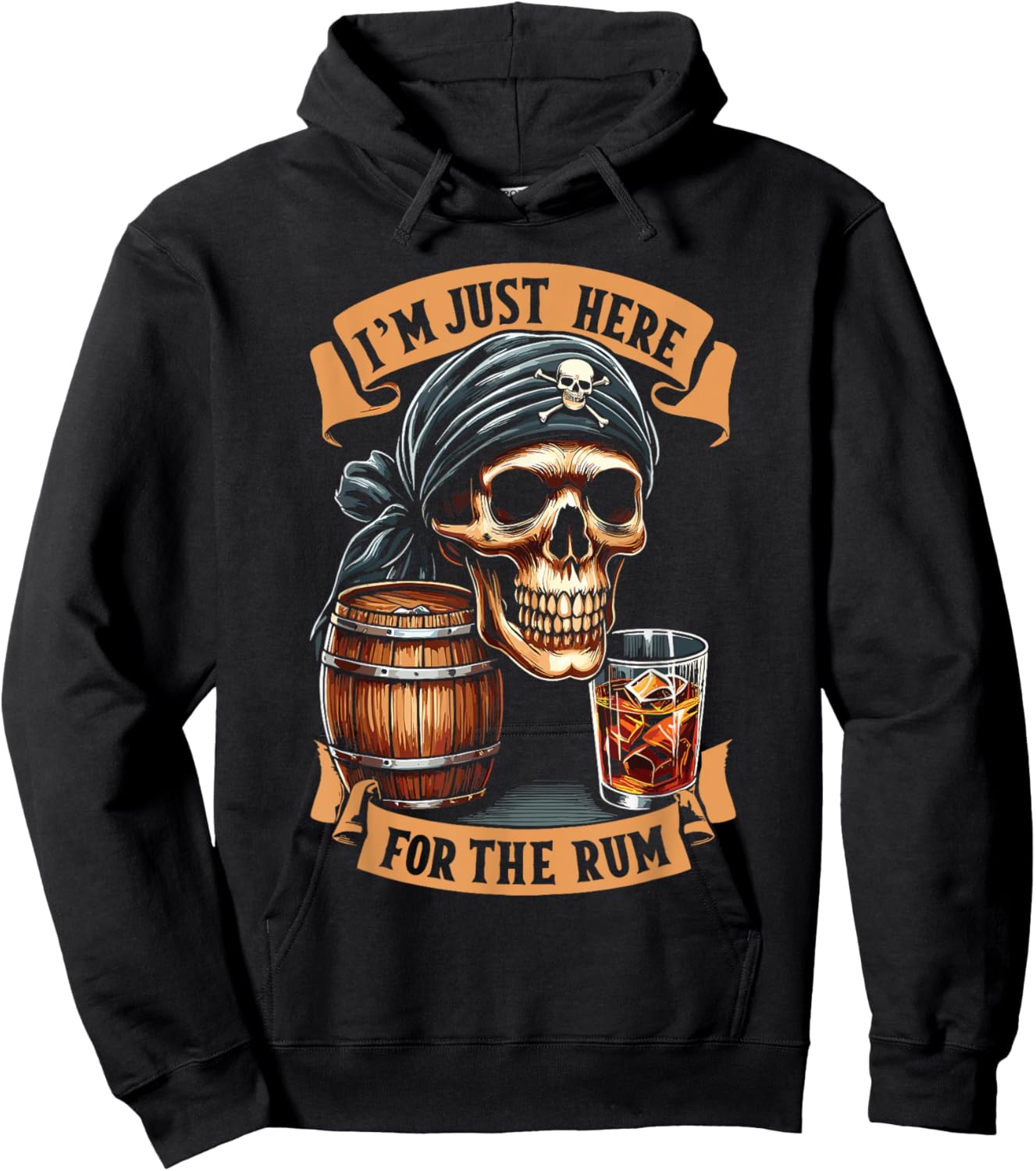 Pirate Rum Alcohol I'm Just Here For The Rum Hoodie - Hoodie | Black