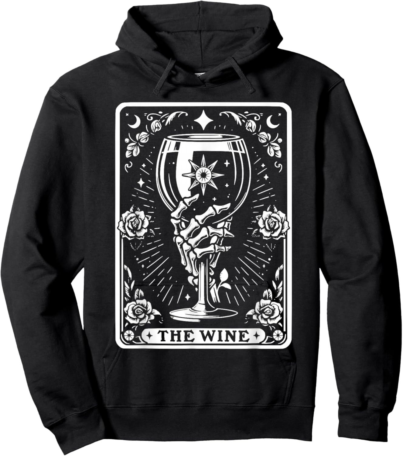 Tarot Card The Wine Skeleton Wine Glass The Wine Tarot Cards Hoodie - Hoodie | Black