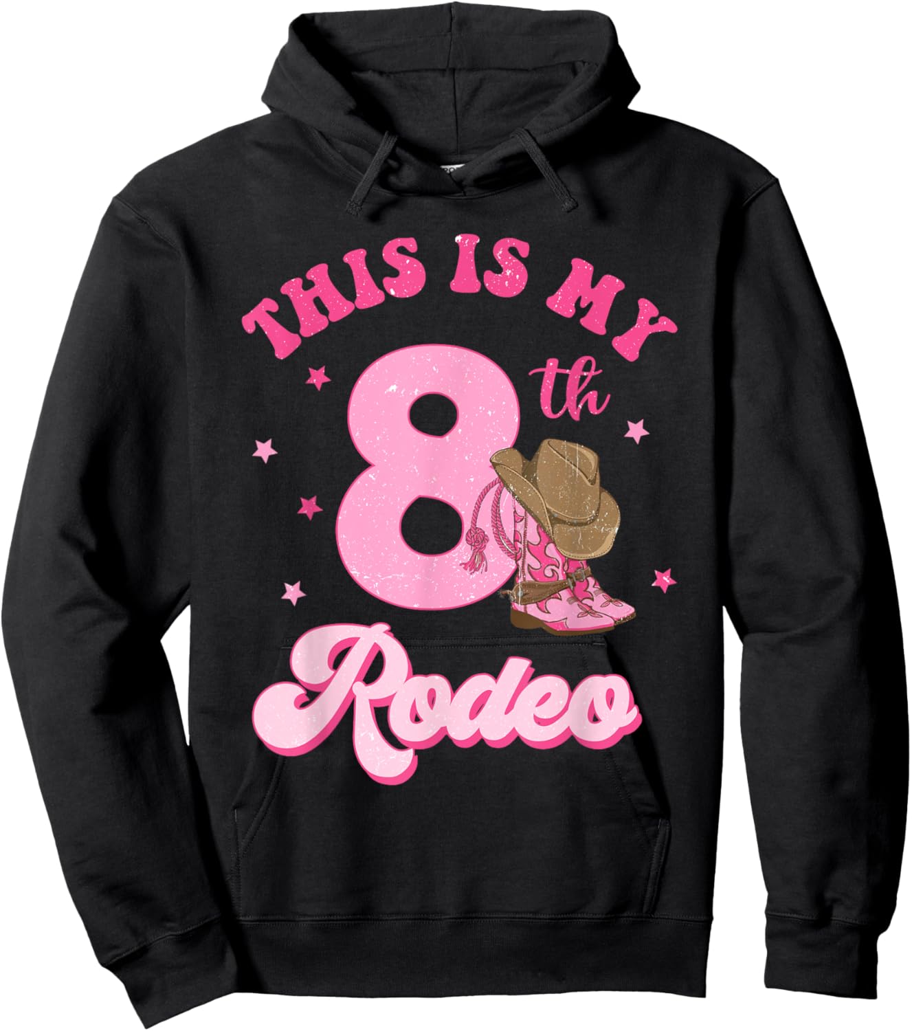 This Is My 8th Rodeo Western Cowgirl 8 Year Old Birthday Hoodie - Hoodie | Black