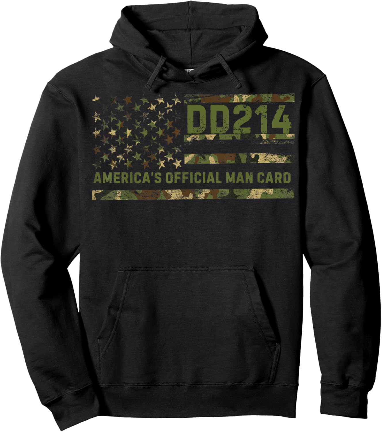 DD214 America’s Official Man Card Patriotic Veteran Hoodie - Hoodie | Black