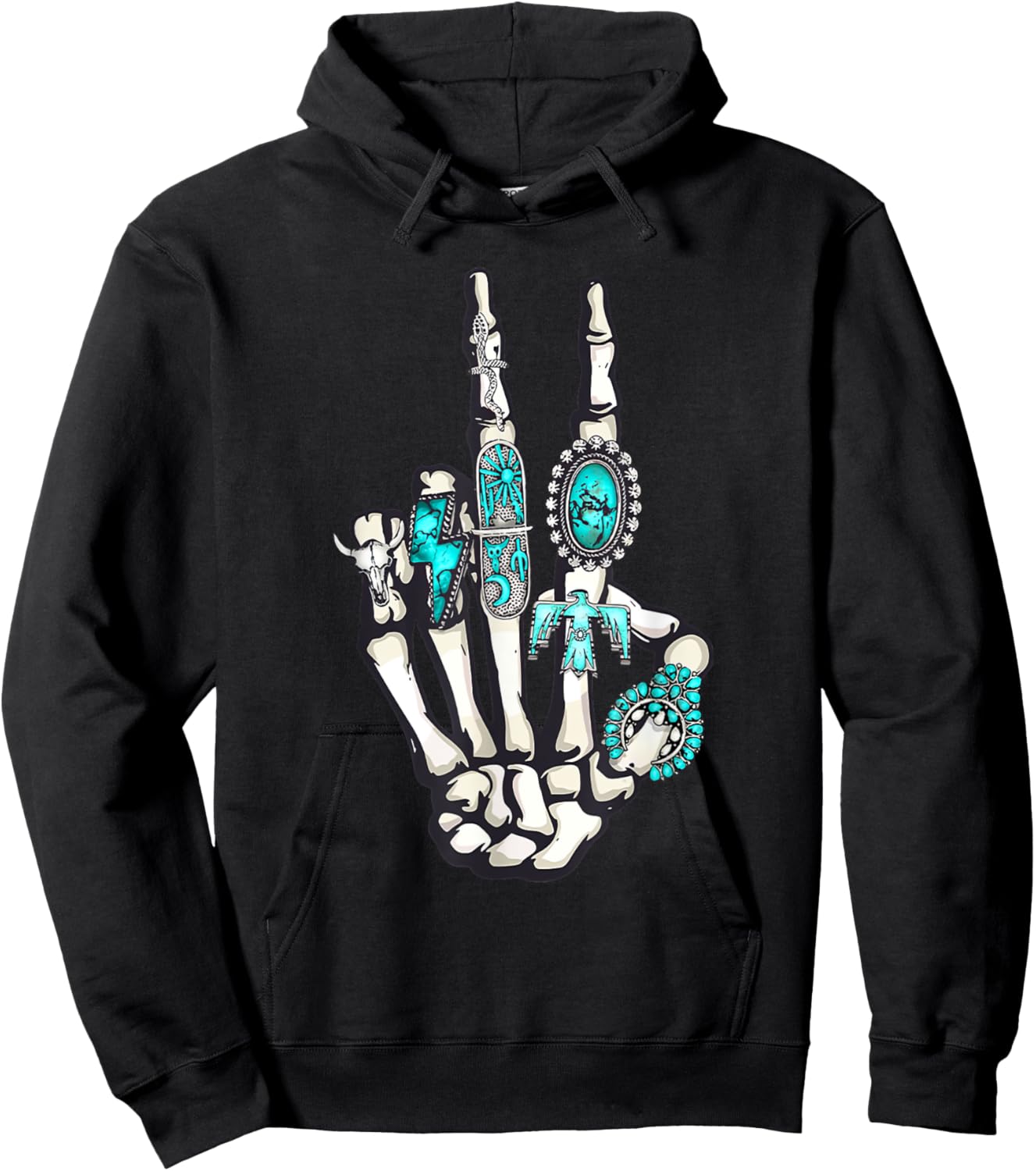 Concho Ring Skeleton Hoodie - Hoodie | Black