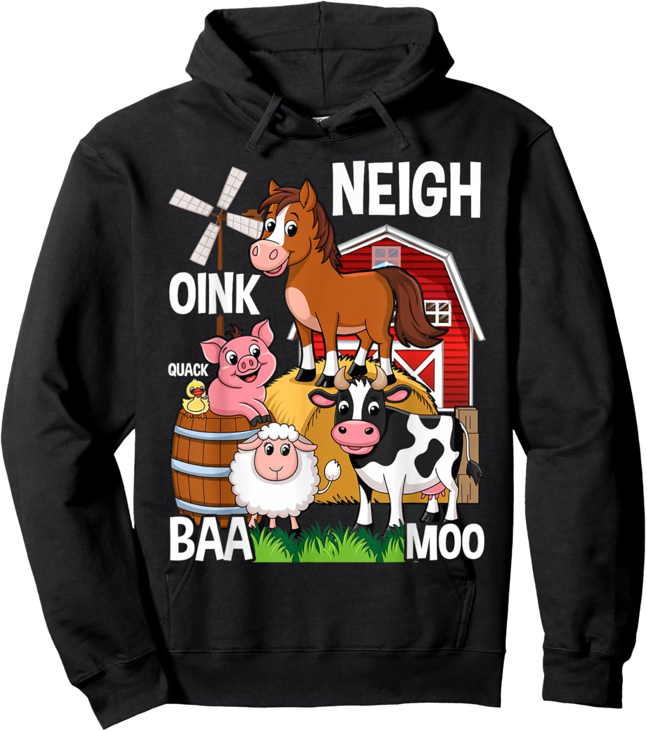 Cute Farm Animals With Sounds Hoodie - Hoodie | Black