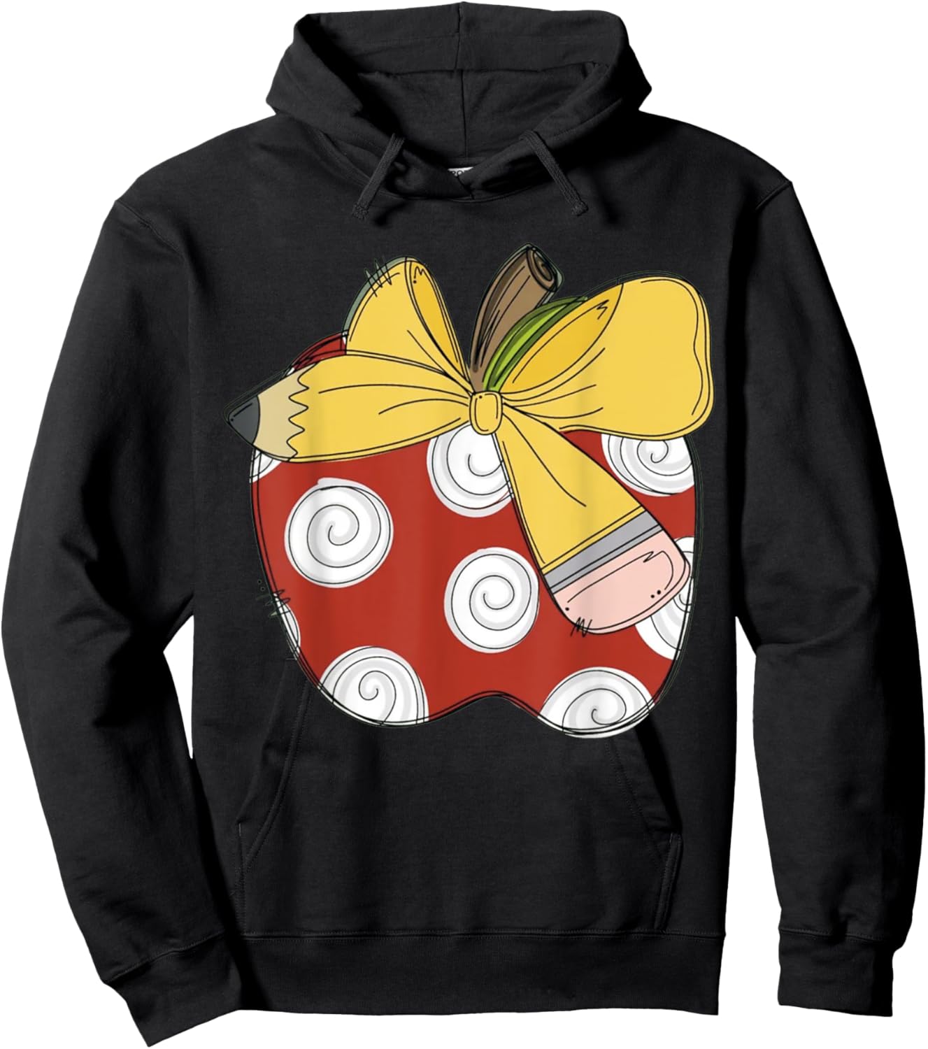 Teacher Coquette Pencil Bow And Apple Teacher Hoodie - Hoodie | Black