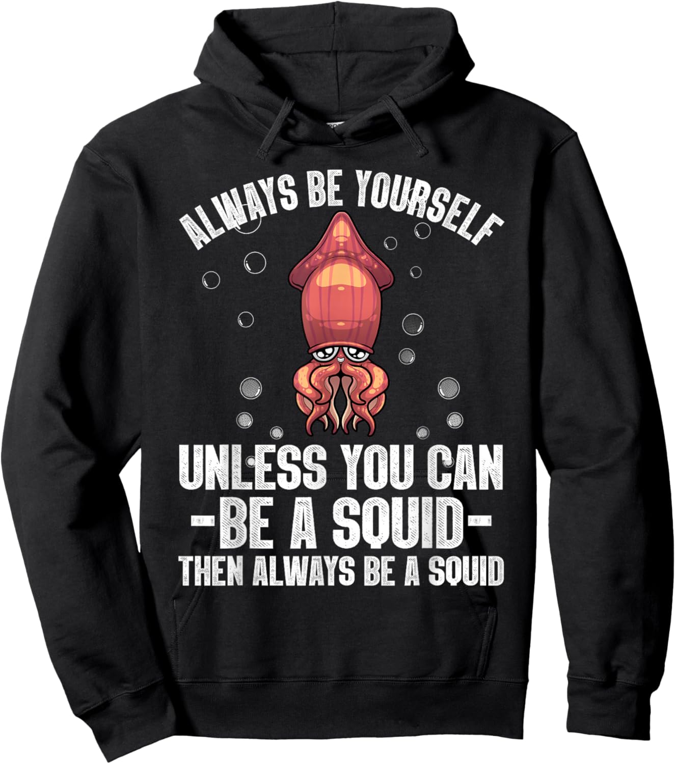 Best Squid Art For Kids Men Women Adult Octopus Lover Squid Hoodie - Hoodie | Black