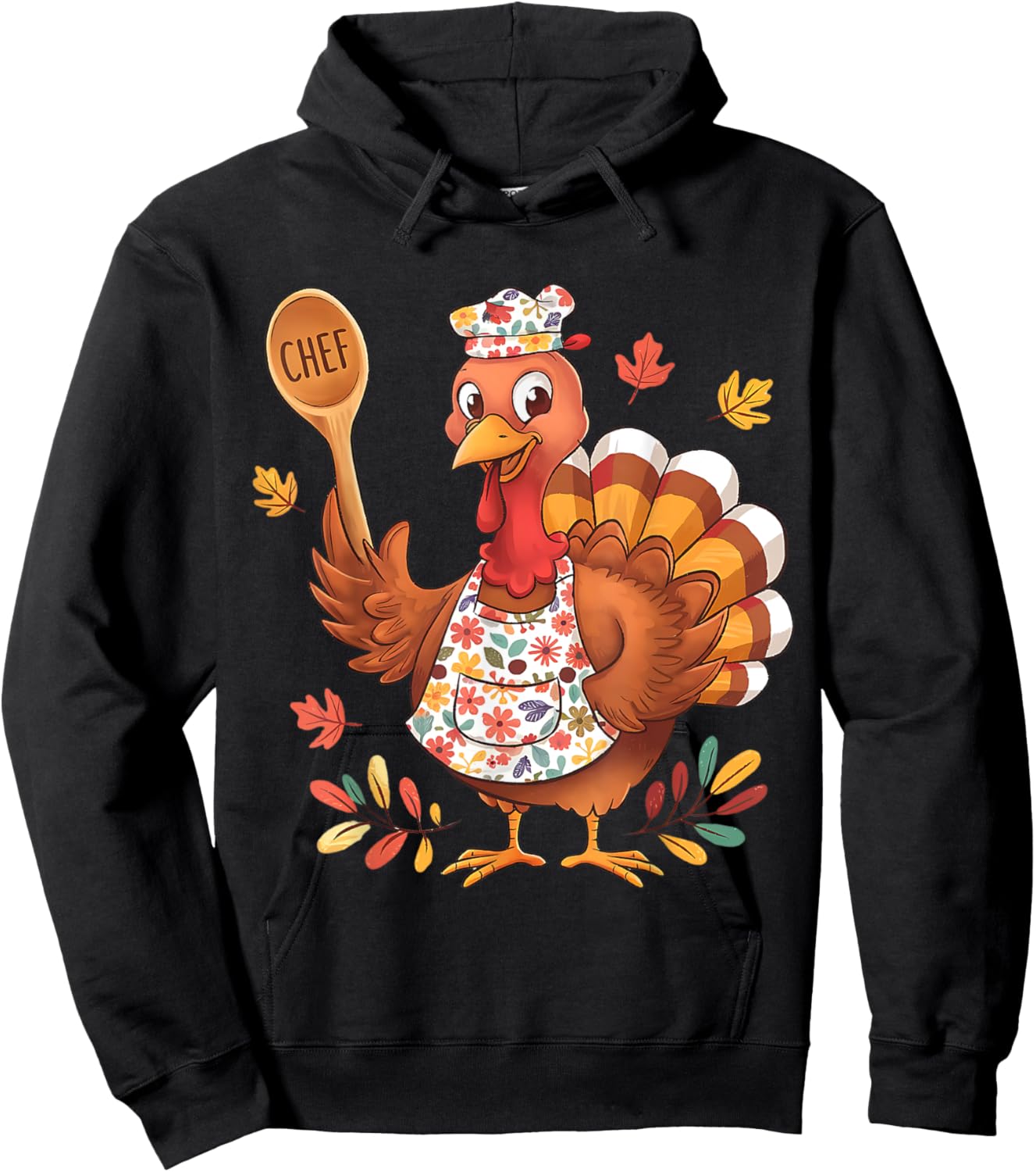 Funny Thanksgiving Chef Turkey Cute Fall Cooking Design Hoodie - Hoodie | Black