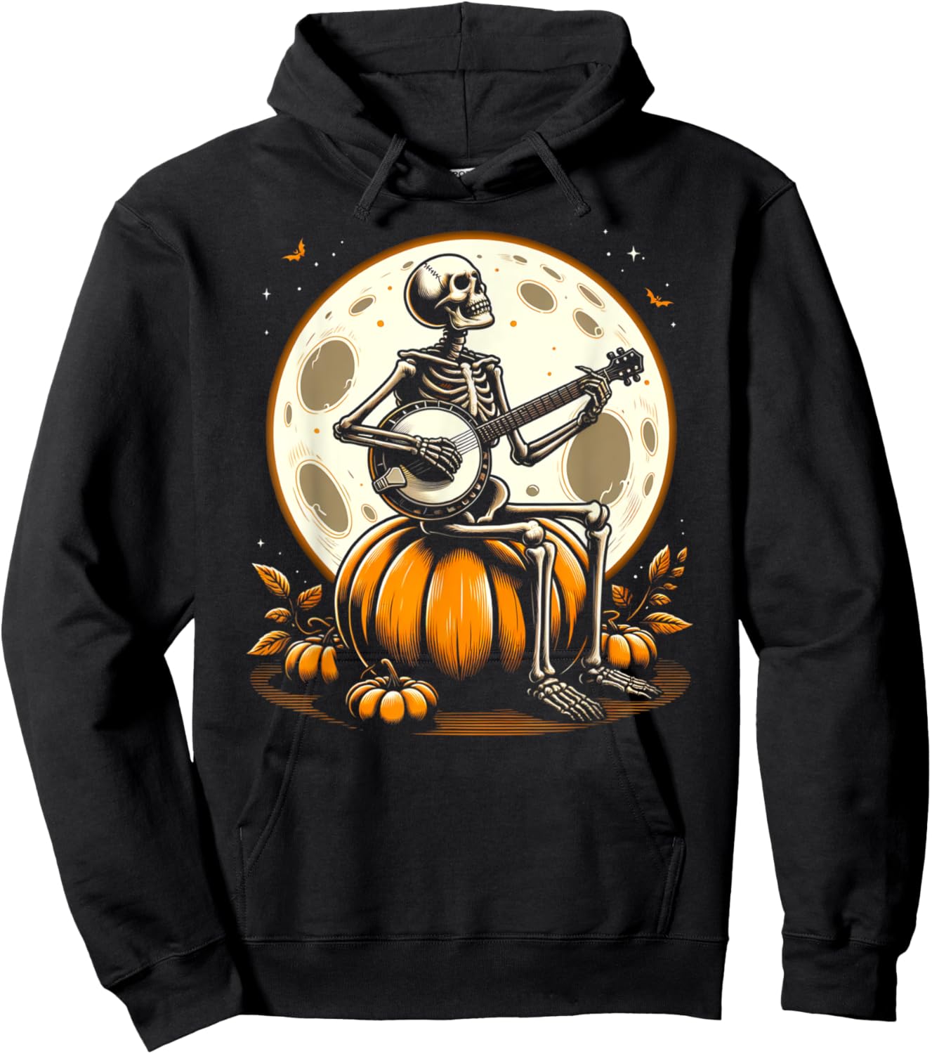 Funny Skeleton Playing Banjo Halloween Costume Men Women Hoodie - Hoodie | Black
