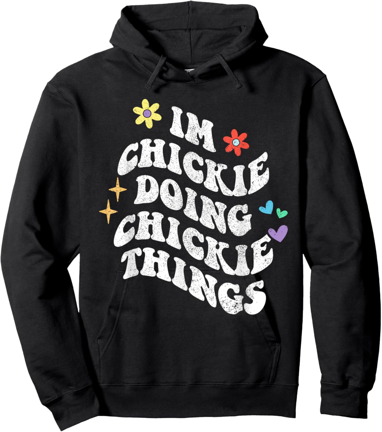 Personalized Name Mothers Day outfit Black Retro Groovy Im Chickie Doing Chickie Things Funny Mother's Hoodie - Hoodie | Black