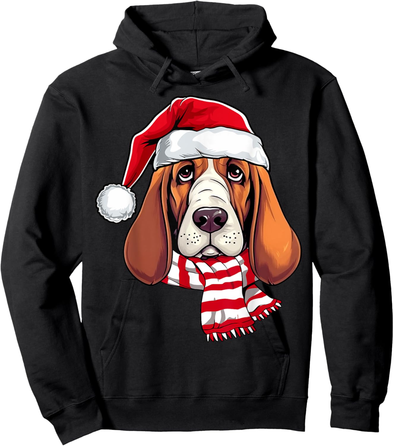 Santa Basset Hound Christmas Dog Lover Men Women Kids Hoodie - Hoodie | Black