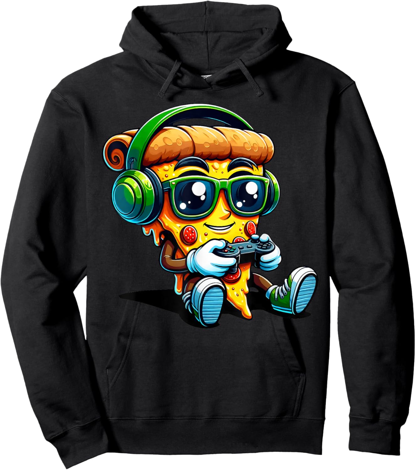 Gamer Pizza Video Gaming Funny Food Games Men Boys Kids Teen Hoodie - Hoodie | Black