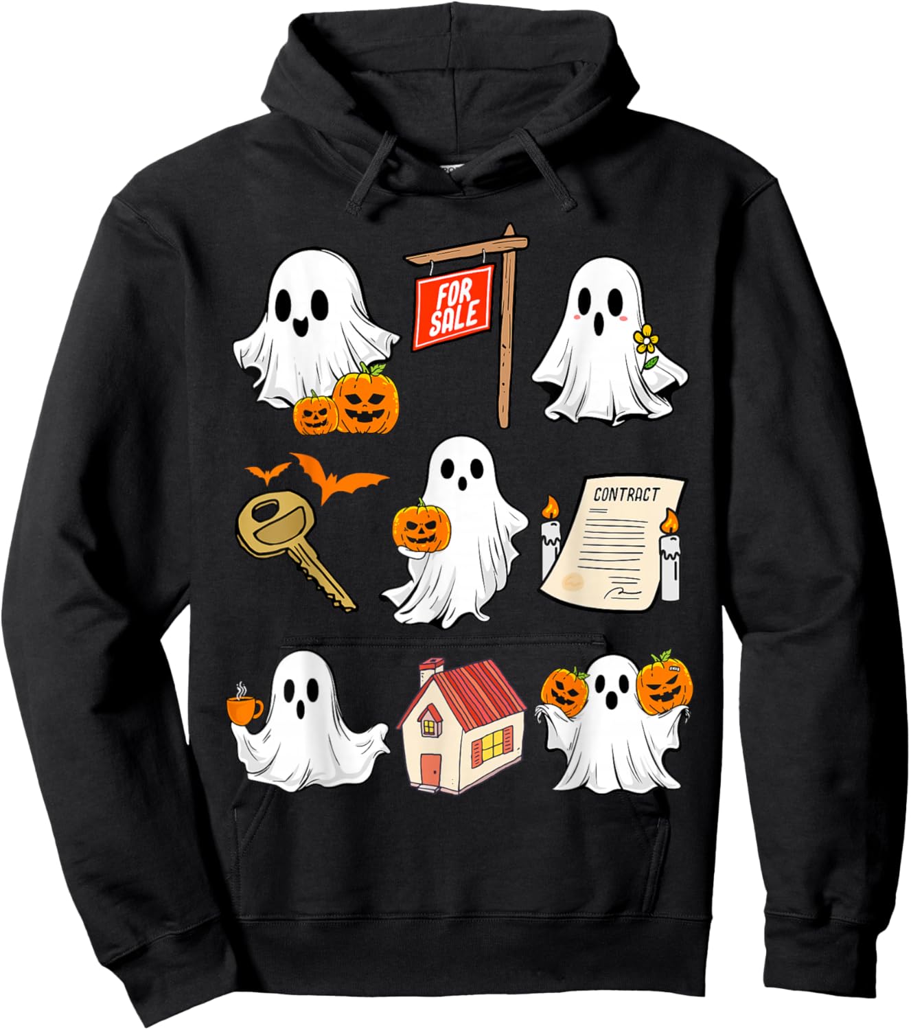 Halloween Real Estate Agent Spooky Ghost Boo Broker Realtor Hoodie - Hoodie | Black