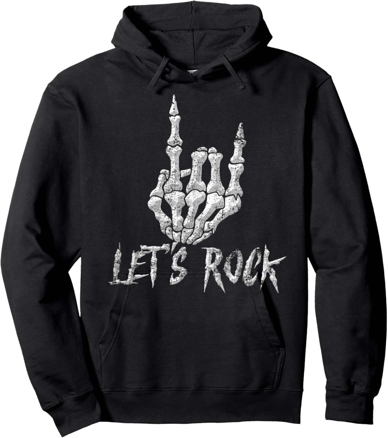 Rock Roll Band Skeleton Hand Guitar Rock Cool Men Women Boys Hoodie - Hoodie | Black