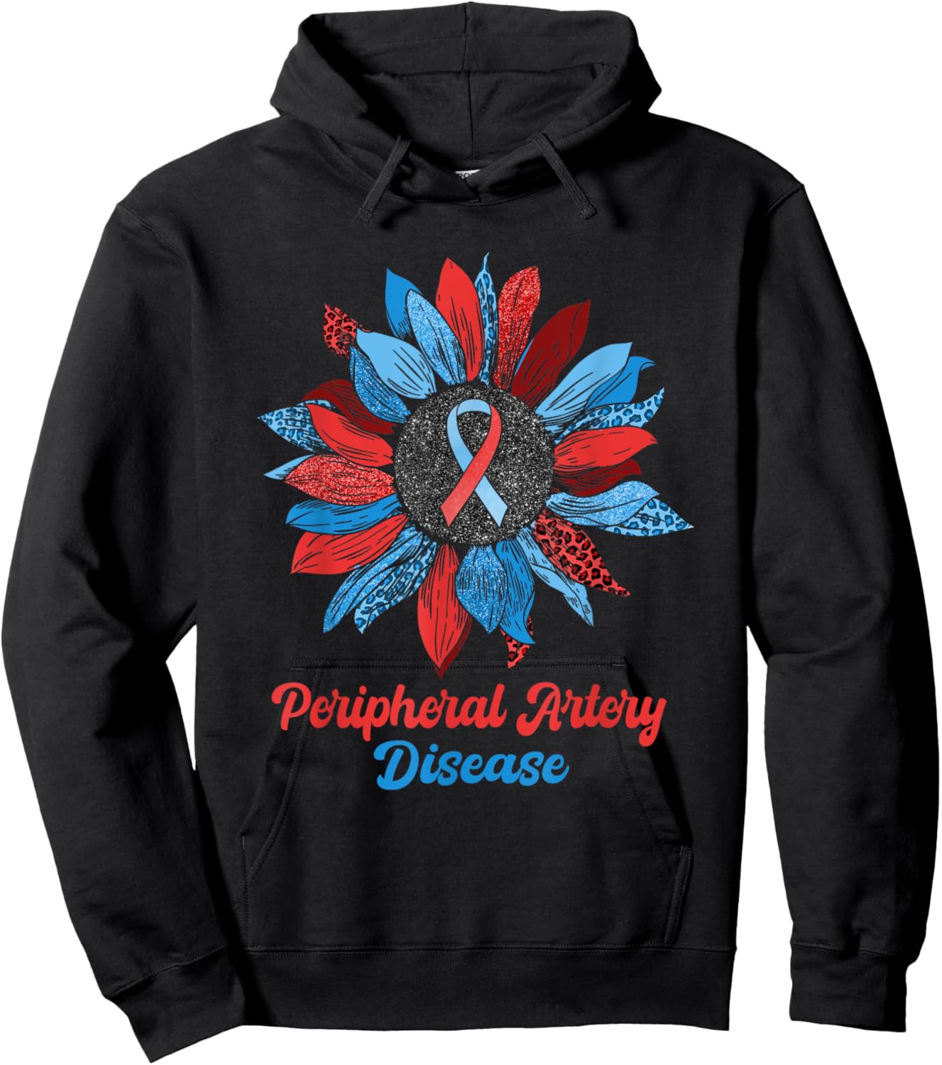 Leopard Sunflower Peripheral Artery Disease Warrior Support Hoodie - Hoodie | Black