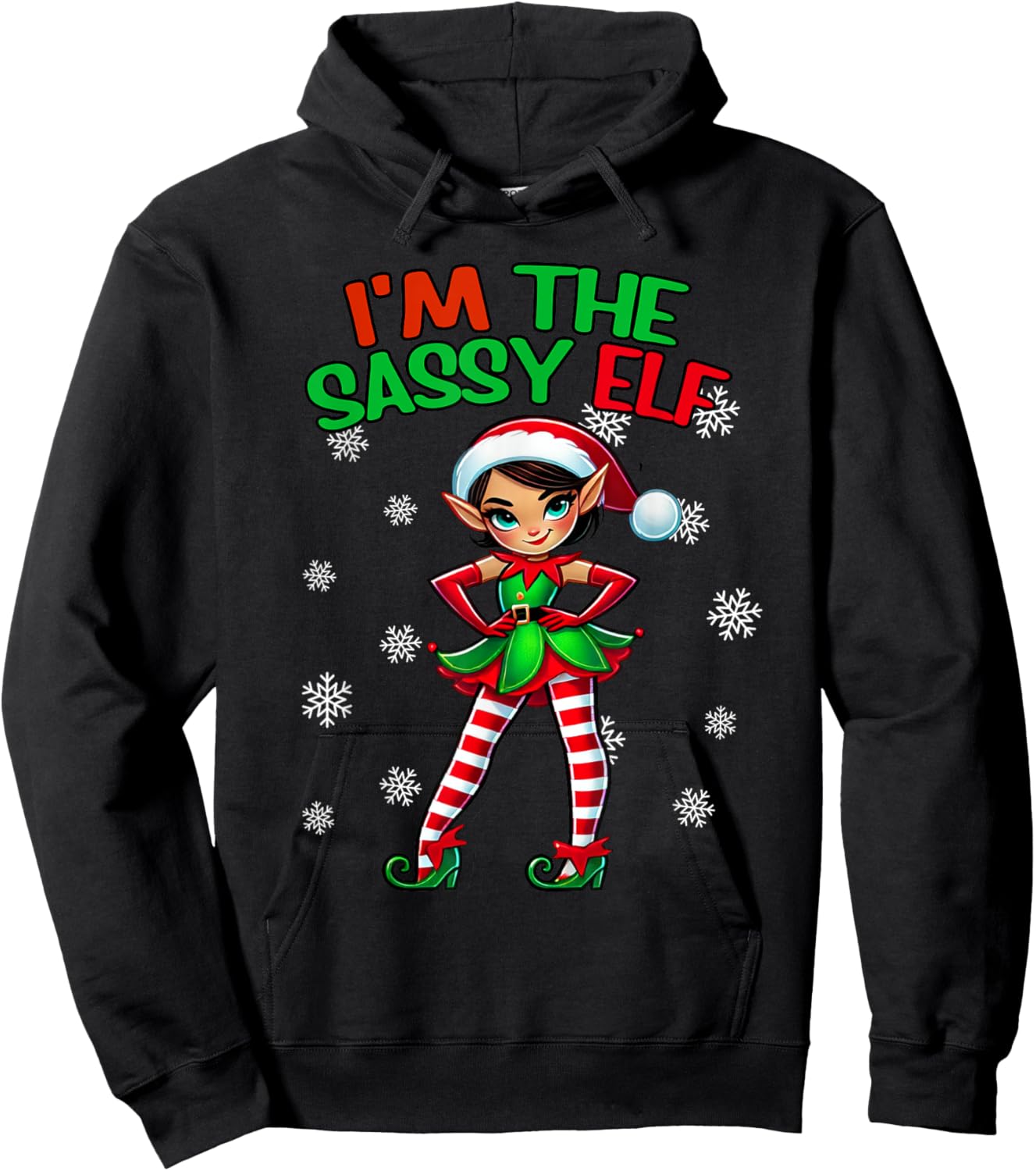 I'm The Sassy Elf Shirt Christmas Pajama Xmas PJ Hoodie - Hoodie | Black