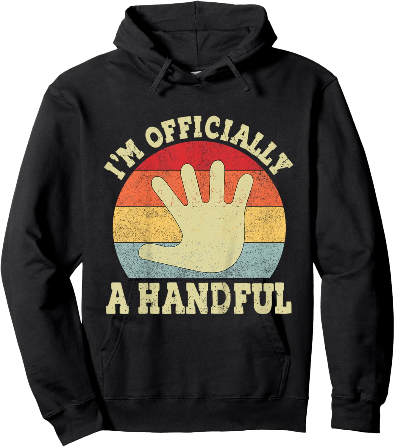 Kids I'm Officially A Handful Five Vintage 5th Birthday Turning 5 Hoodie - Hoodie | Black
