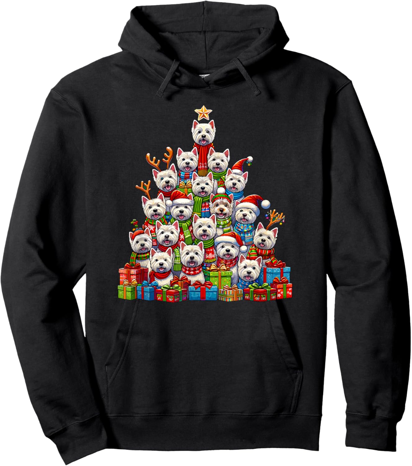 Christmas Tree West Highland White Terrier Westie Hoodie - Hoodie | Black