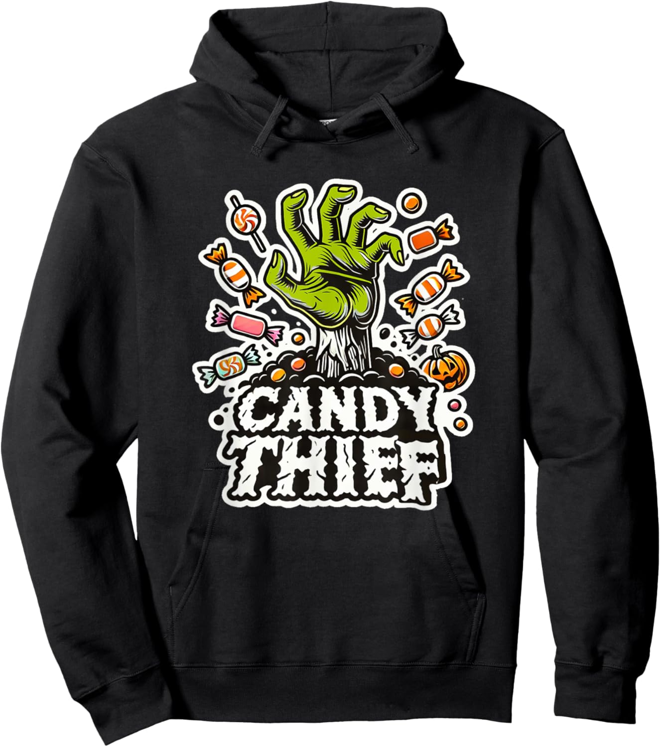 Candy Thief Halloween Zombie Hand and Sweets Easy Costume Hoodie - Hoodie | Black