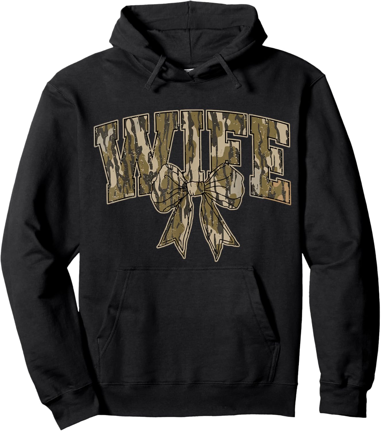 Hunting Wife Camo Bow Hunting Season Wife Hunting Lover Hoodie - Hoodie | Black