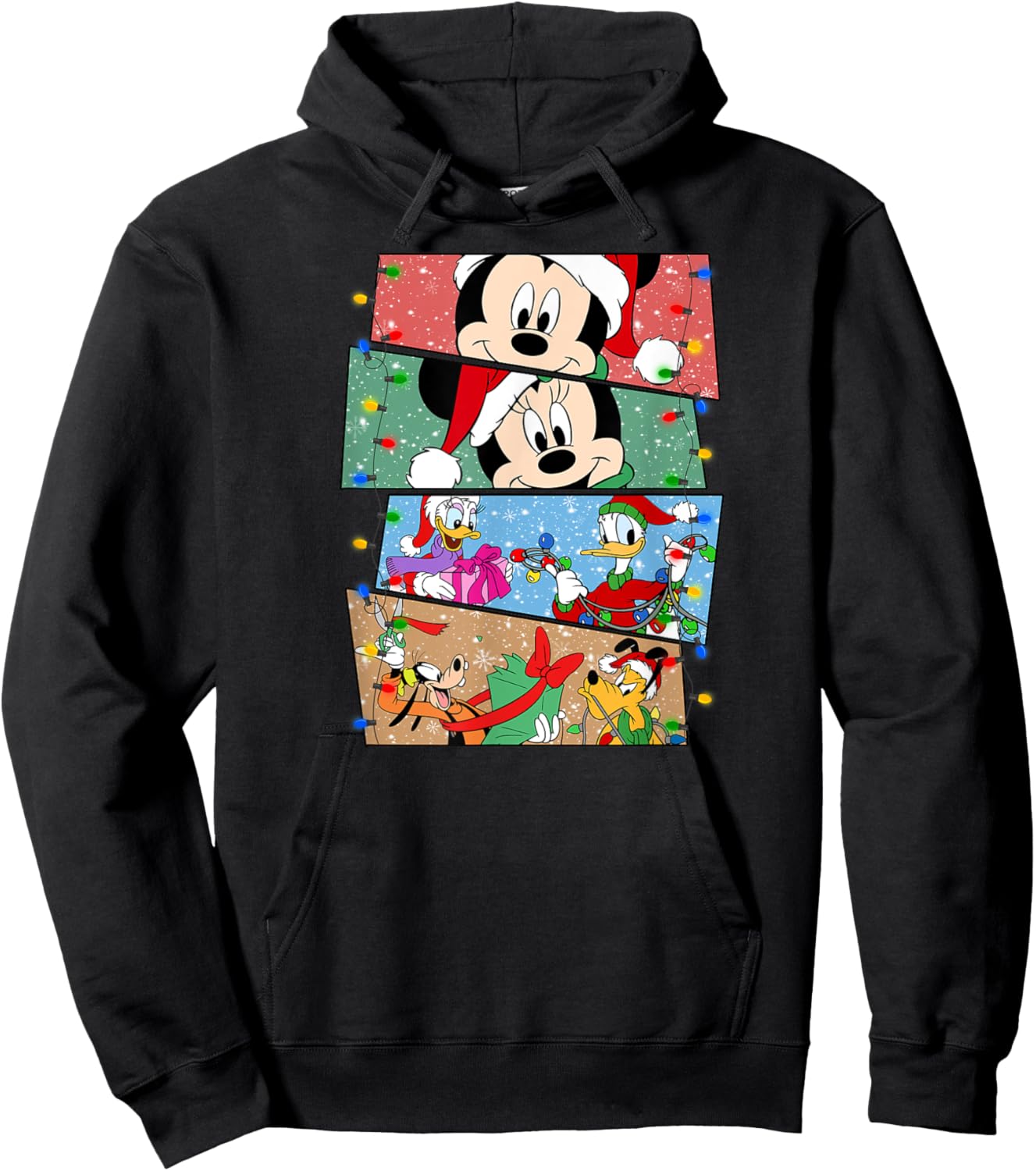 Christmas Mouse with friends, christmas lights Hoodie - Hoodie | Black