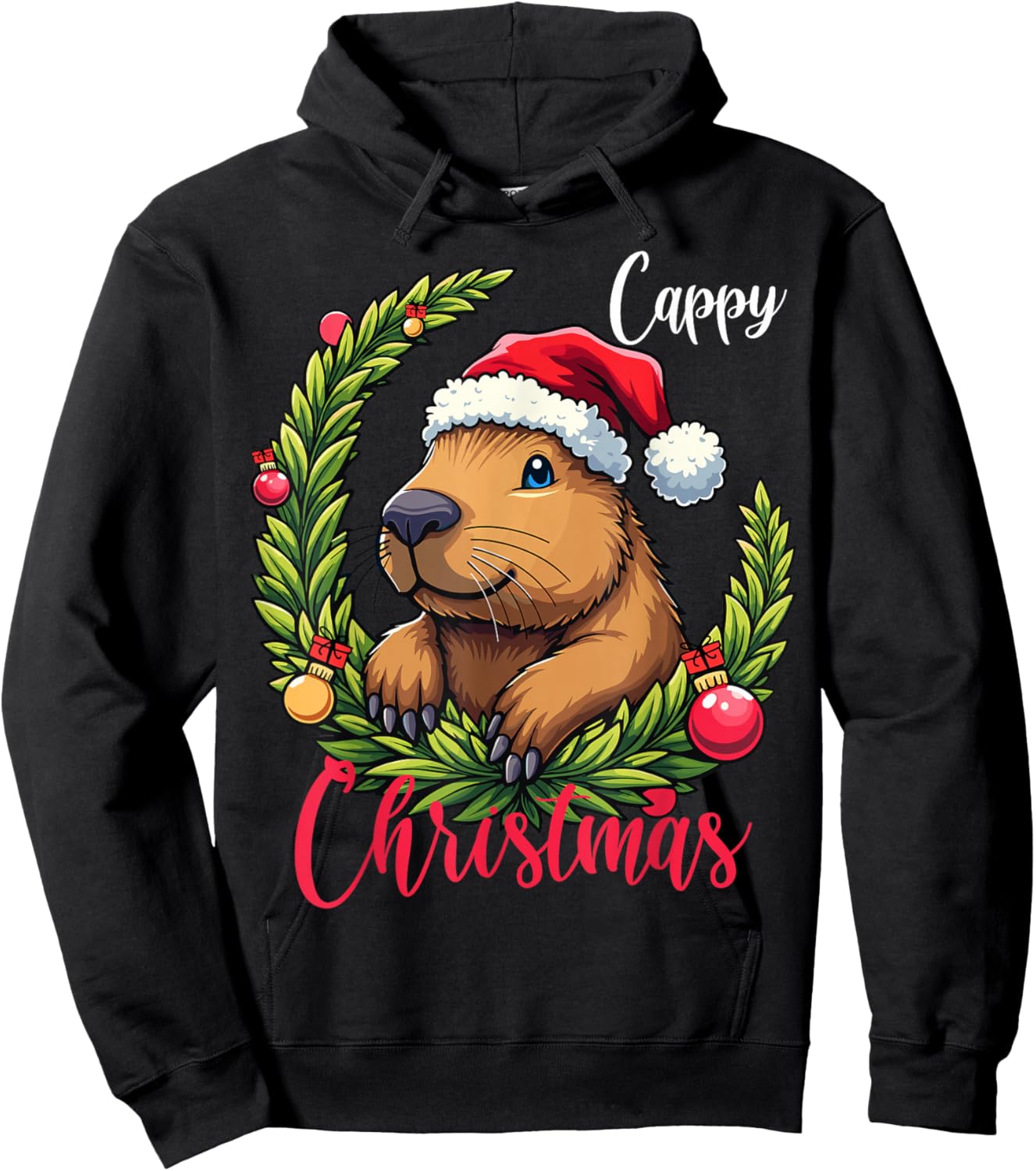 Capybara Santa Clause Christmas Hoodie - Hoodie | Black