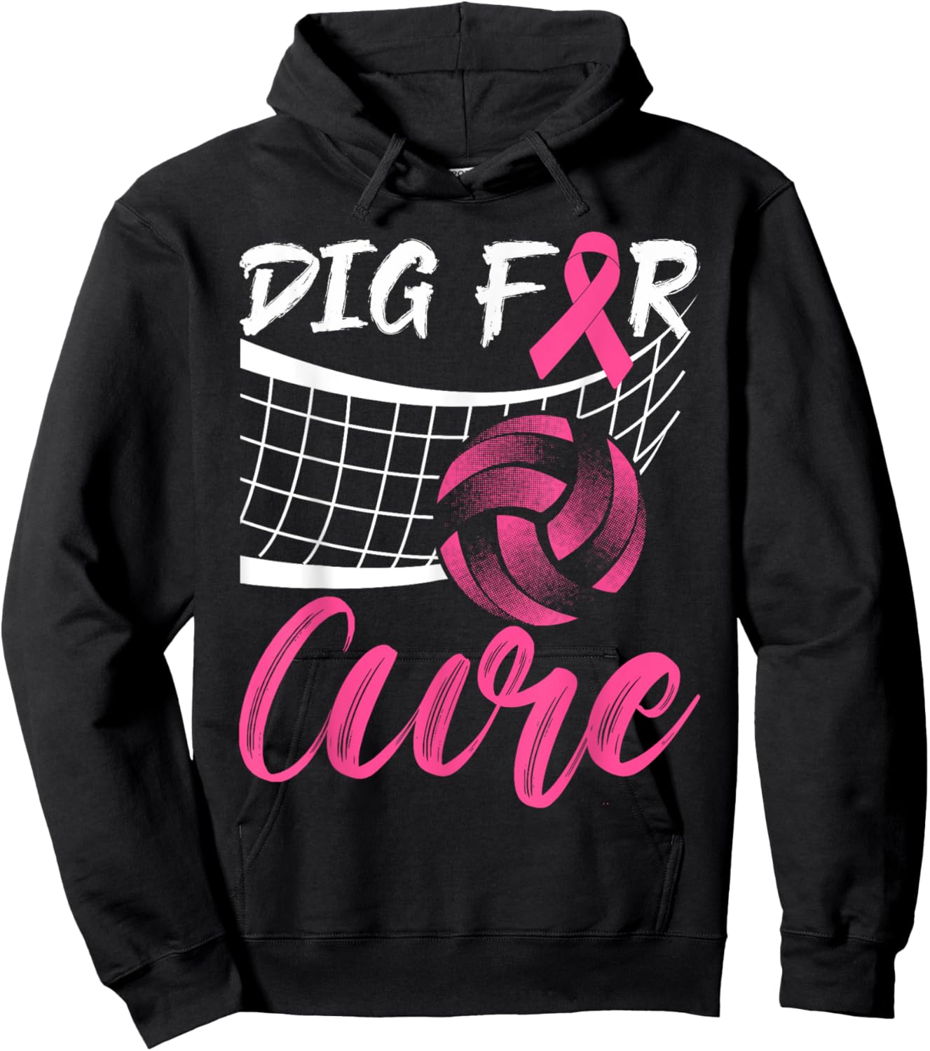 Dig For A Cure Breast Cancer Pink Ribbon Volleyball Women Hoodie - Hoodie | Black