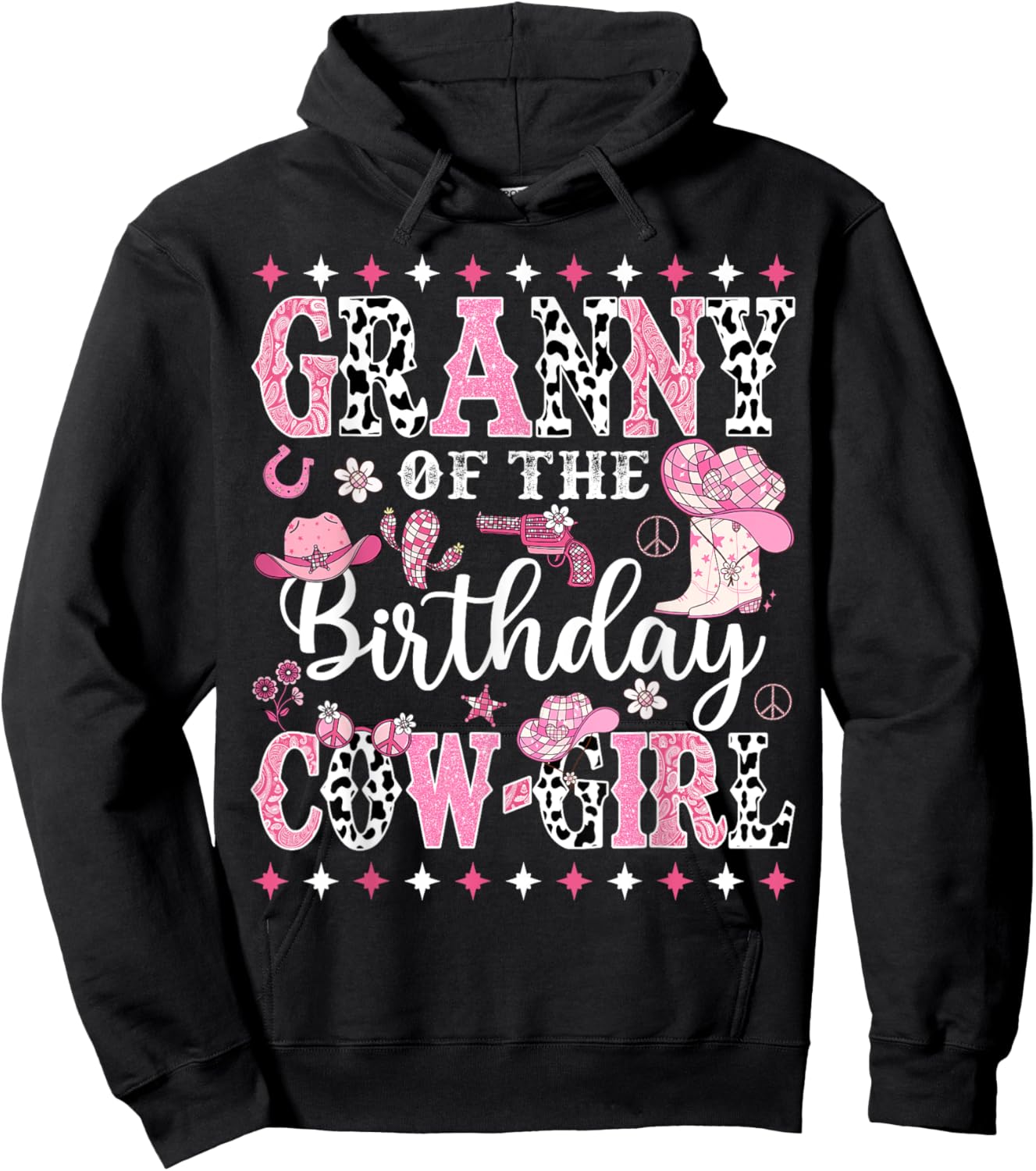 Granny Of The Birthday CowGirl Rodeo CowGirl Birthday Hoodie - Hoodie | Black