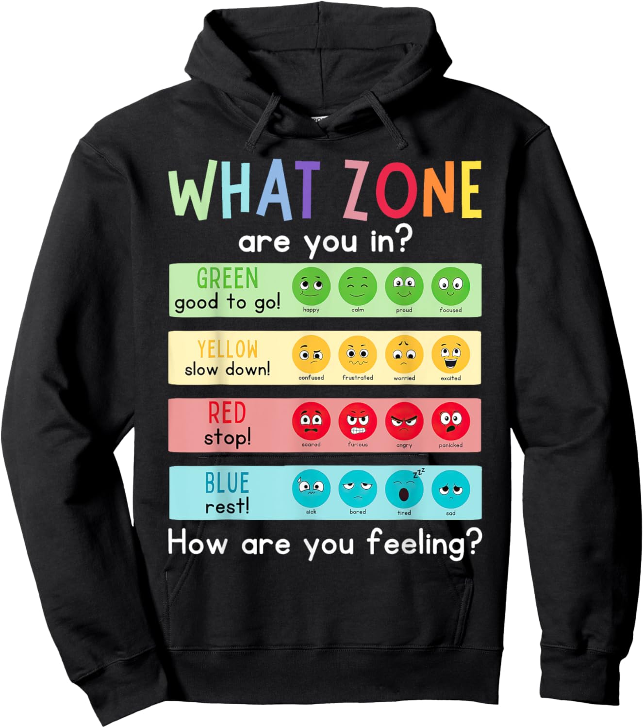 What Zone Are You In How Are You Feeling Funny Quote Hoodie - Hoodie | Black
