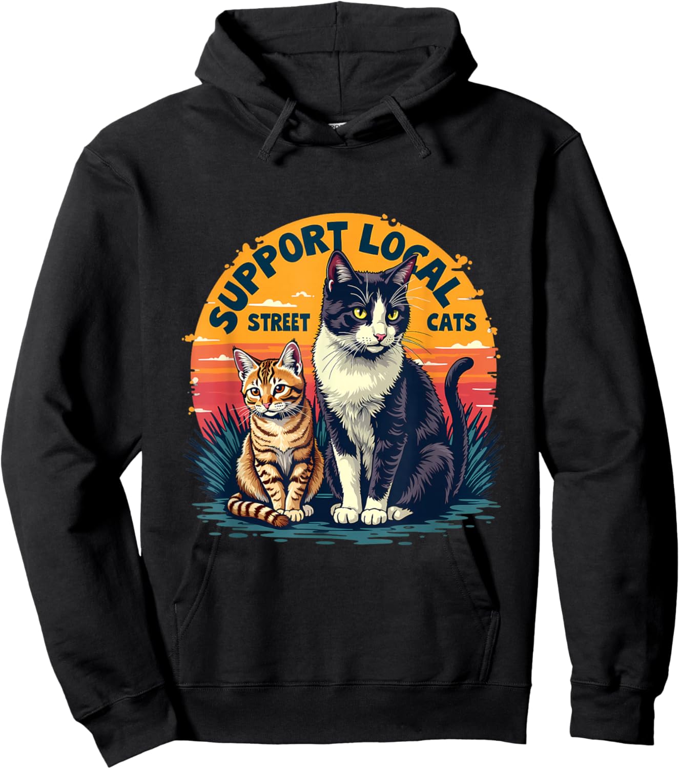 Support Local Street Cats Feline Rescue Awareness Hoodie - Hoodie | Black