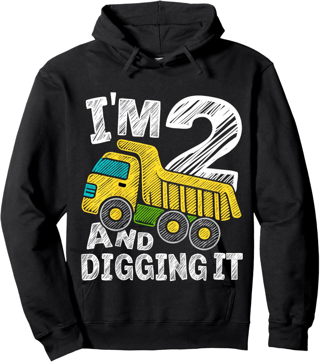 Two Construction 2nd Birthday Gifts Second Boy 2 Years Old Hoodie - Hoodie | Black