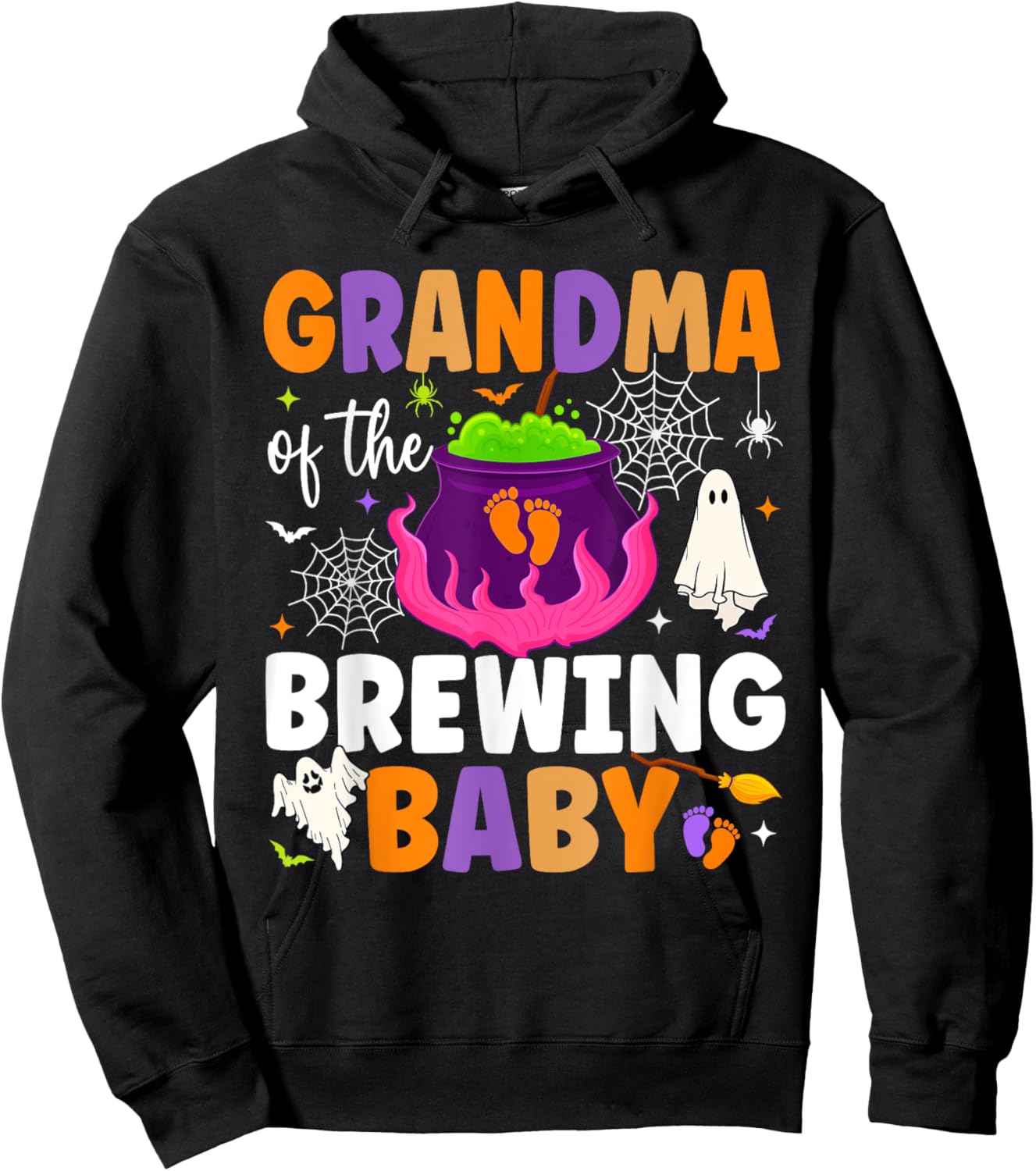 Grandma of Brewing Baby Halloween Theme Baby Shower Spooky Hoodie - Hoodie | Black