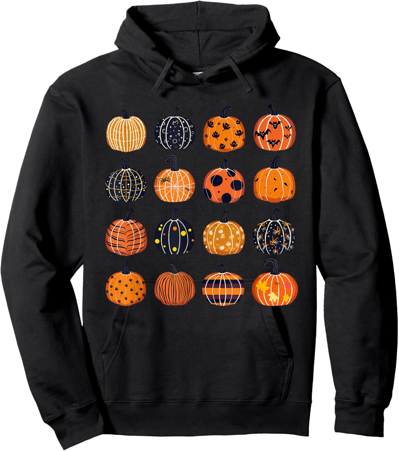 Folk Art Pumpkins Teacher Nurses Admin Witch Halloween Cute Hoodie - Hoodie | Black