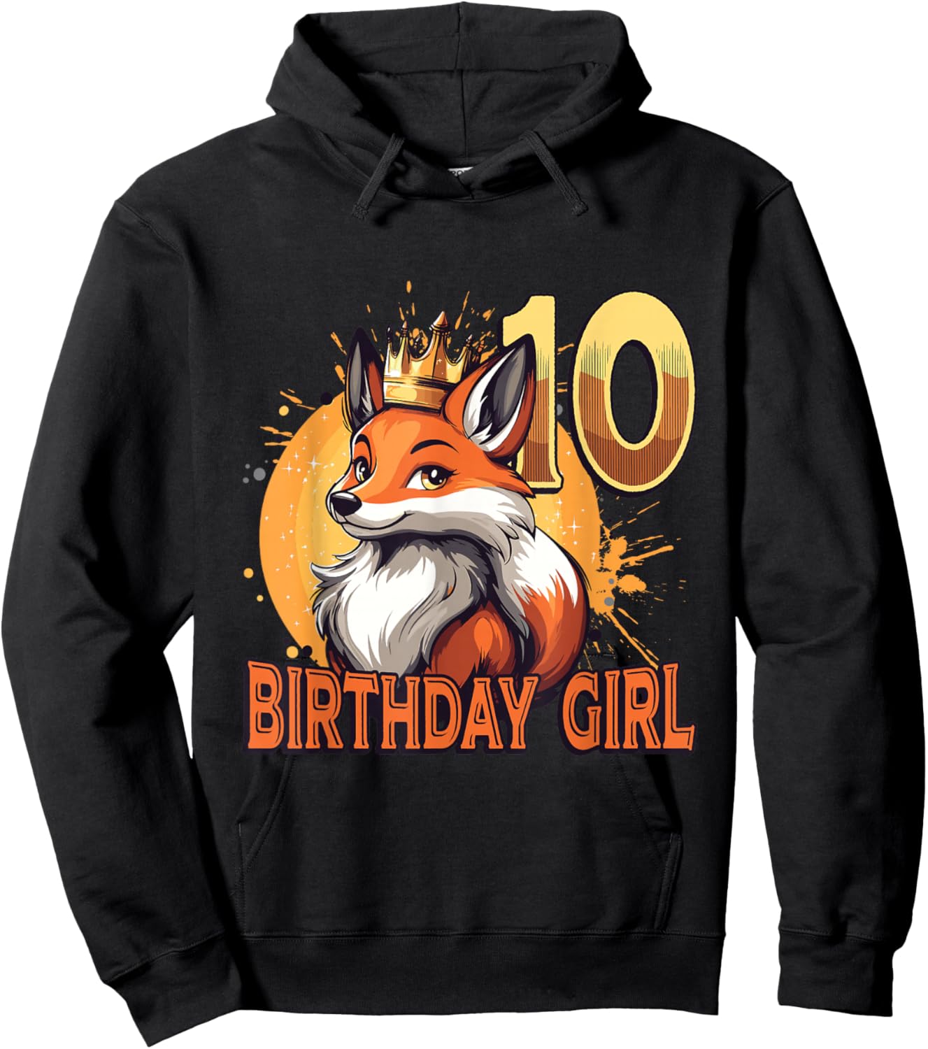 10th Birthday Party Girls 10 Years Birthday Girl Fox Hoodie - Hoodie | Black