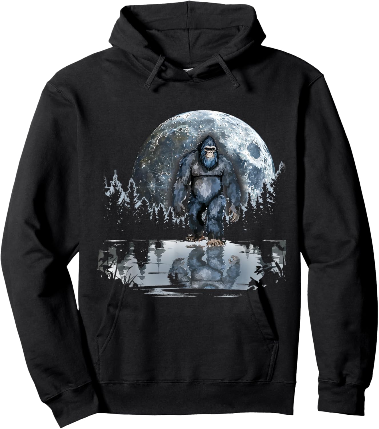 Bigfoot Sasquatch Full Moon In The Forest Women Kids Hoodie - Hoodie | Black