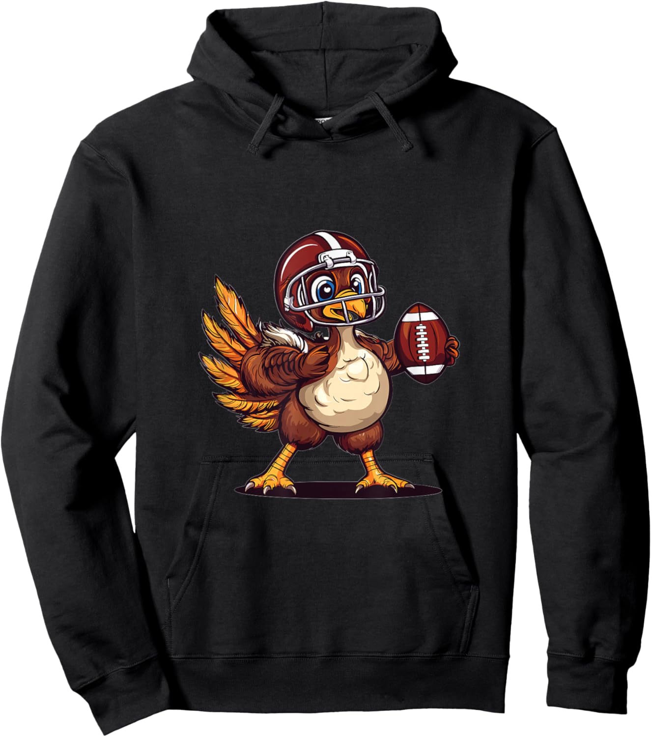 Thanksgiving Football Turkey Graphic Hoodie - Hoodie | Black