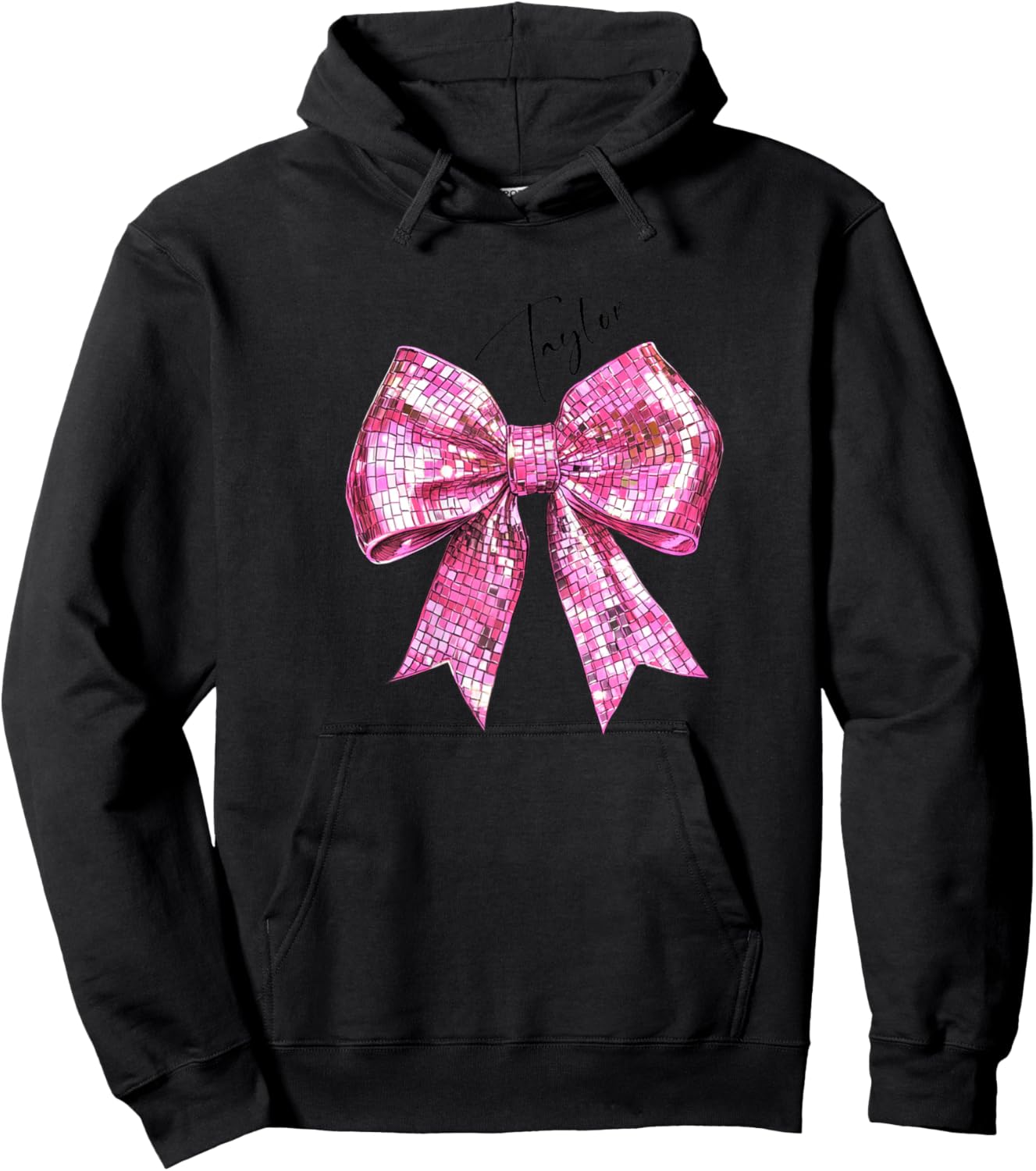 Taylor Lover First Name Teen Girls Women Pink Disco Ball Bow Hoodie - Hoodie | Black