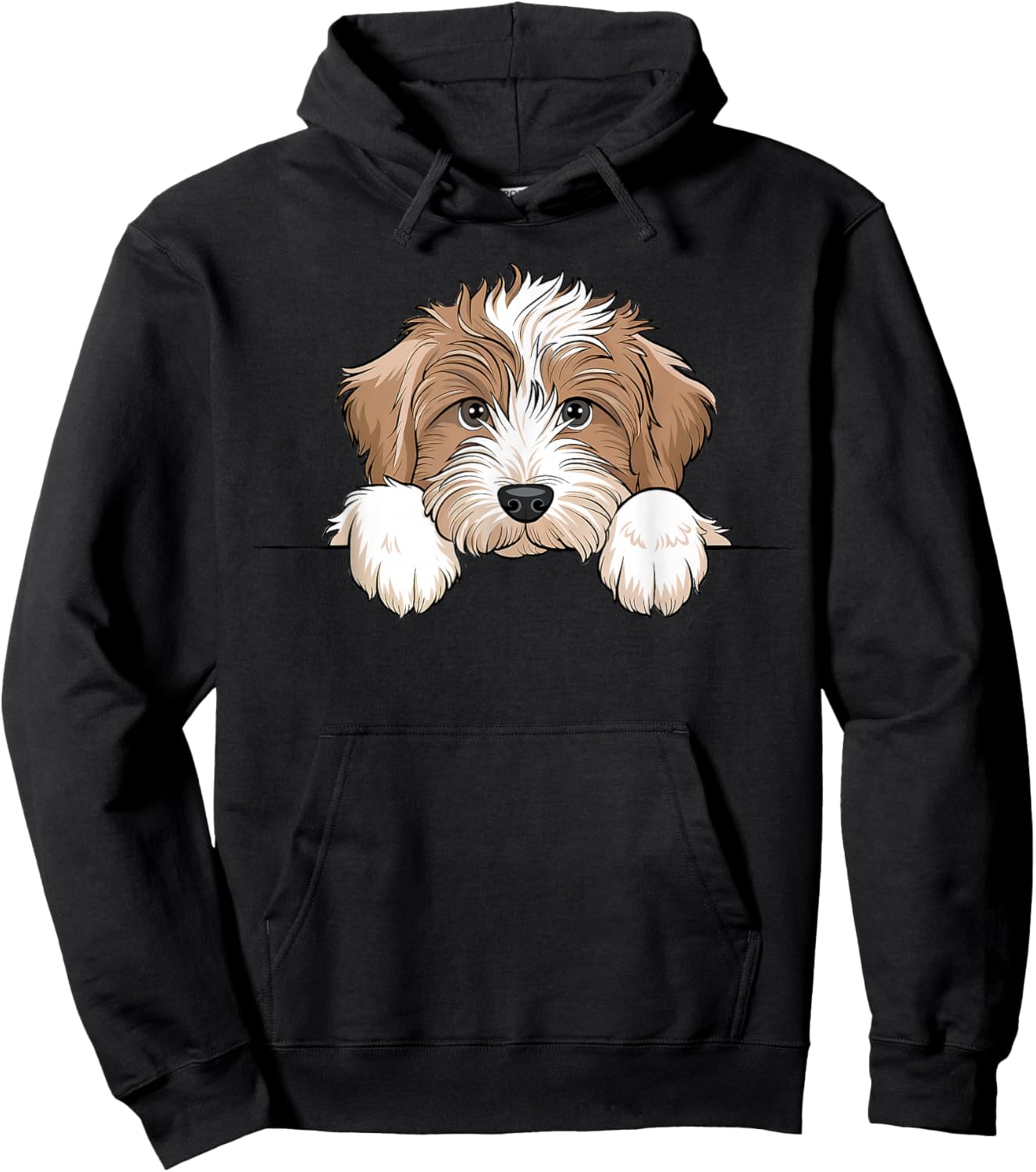 Cute Aussiedoodle Puppy Funny Peeking Dog Lover Hoodie - Hoodie | Black