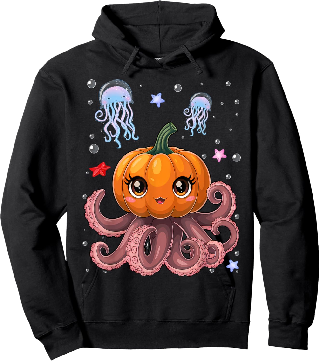 Vintage Octopus Pumpkin Lazy Halloween Party Costume Kids Hoodie - Hoodie | Black