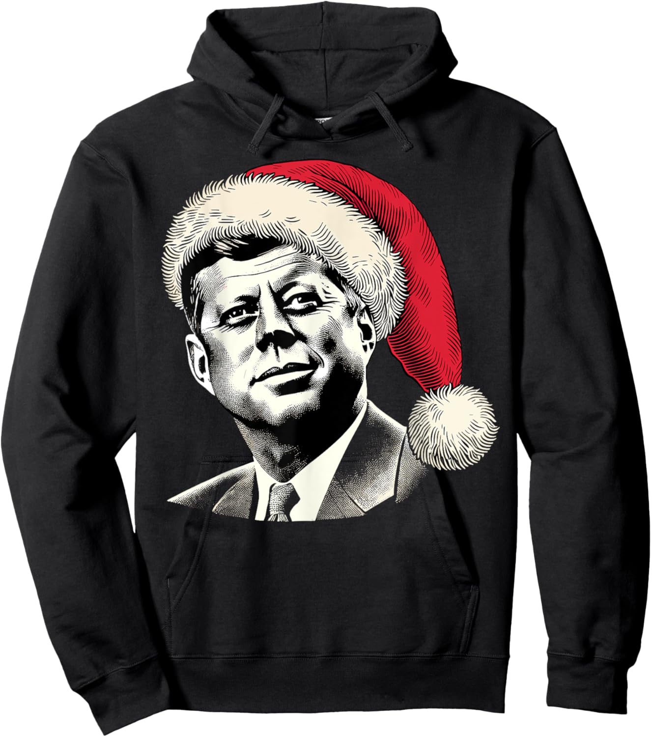 Patriotic Presidential Portrait Christmas JFK John F Kennedy Hoodie - Hoodie | Black