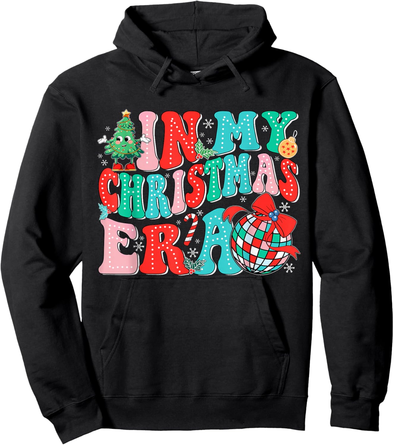 In My Christmas Era Vintage Groovy Christmas Holiday Xmas Hoodie - Hoodie | Black