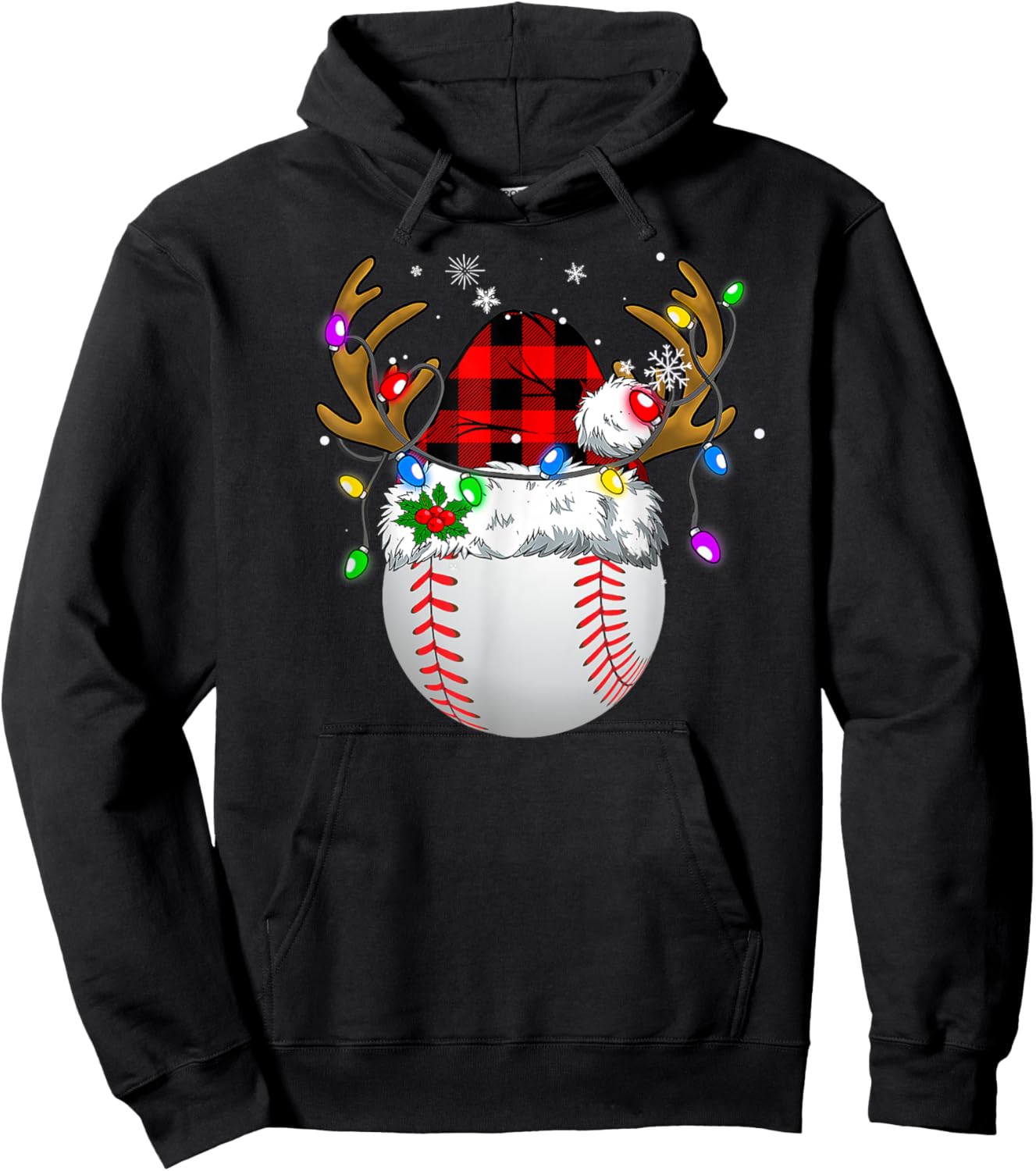 Baseball Santa Sports Men Boys Christmas Baseball Player Hoodie - Hoodie | Black