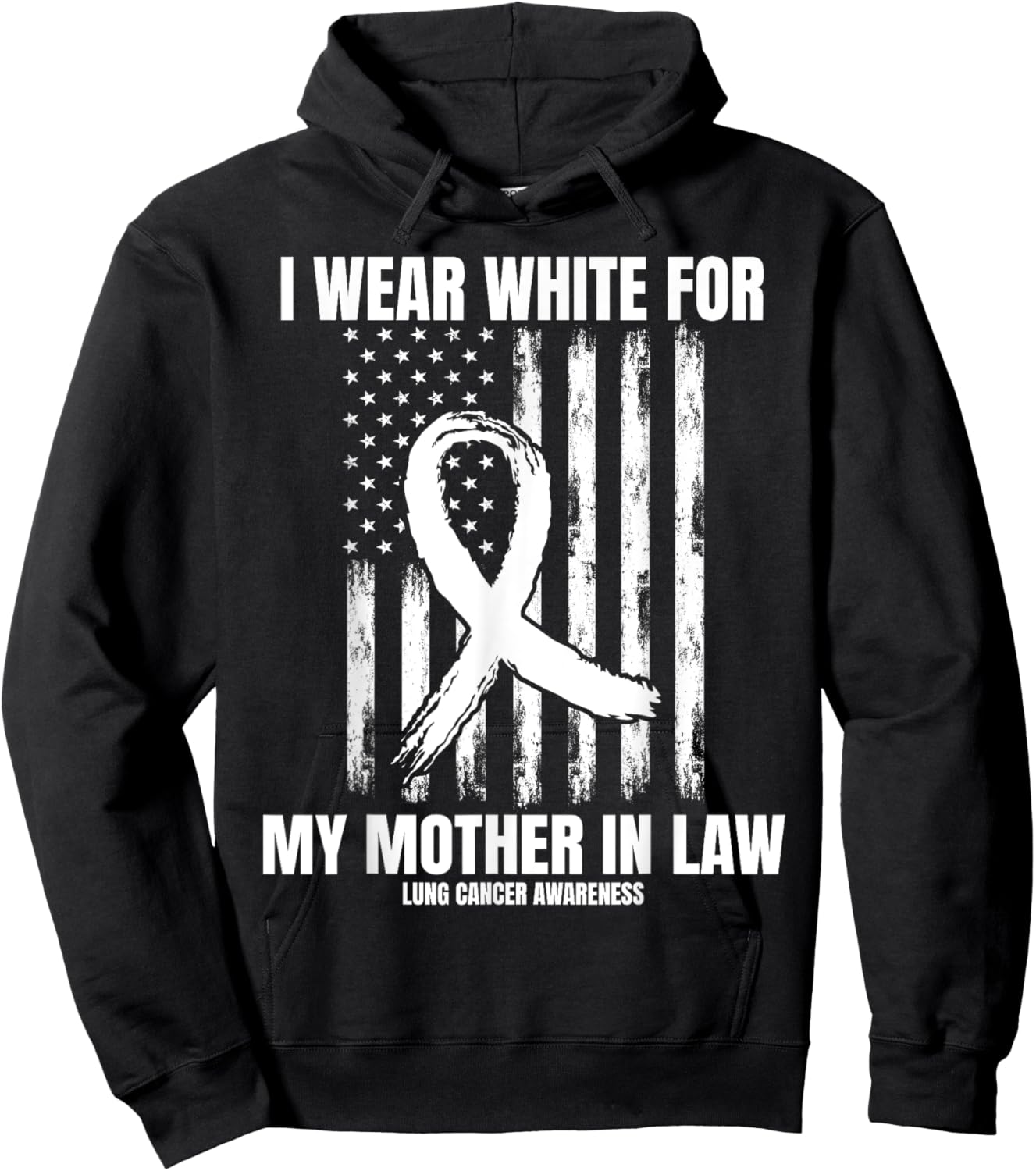 White For My Mother In Law Lung Cancer Awareness Shirts Flag Hoodie - Hoodie | Black