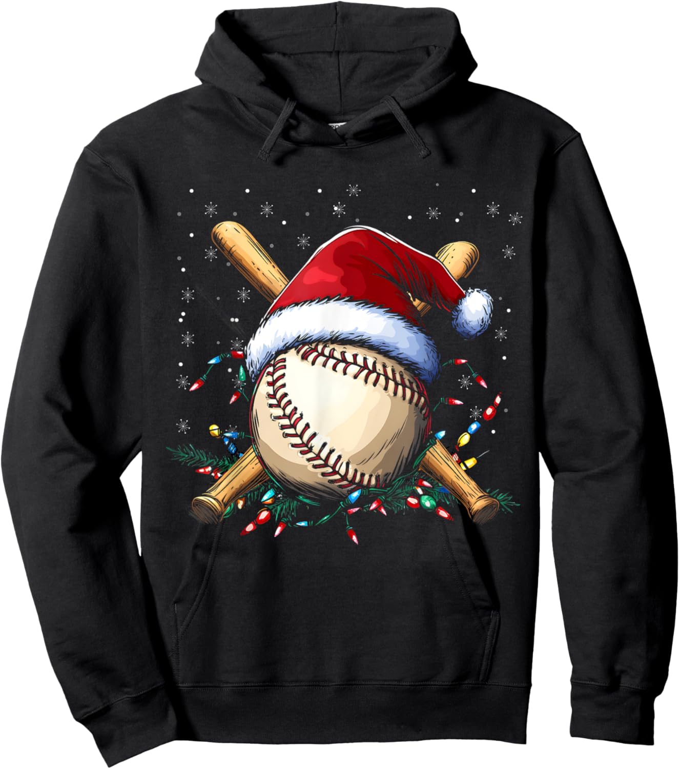 Santa Sports Design Boys Christmas Baseball Player Hoodie - Hoodie | Black